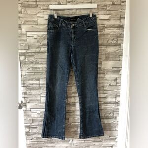 R.V.T || Vintage 90s Y2K Style Mid Rise Dark Wash Denim Flared Bootcut Jeans 14